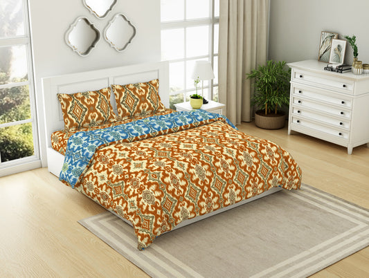 Geometric Citrus - Yellow 100% Cotton Shell Bed In A Bag - Ikkat By Spaces