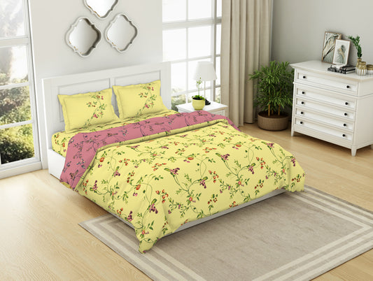 Floral Yellow Pear - Yellow 100% Cotton Shell Bed In A Bag - Lattice By Spaces