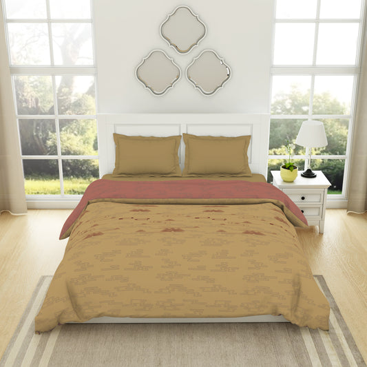 Geometric Sand Dollar - Beige 100% Cotton Shell Double Quilt / AC Comforter - Patterna By Spaces