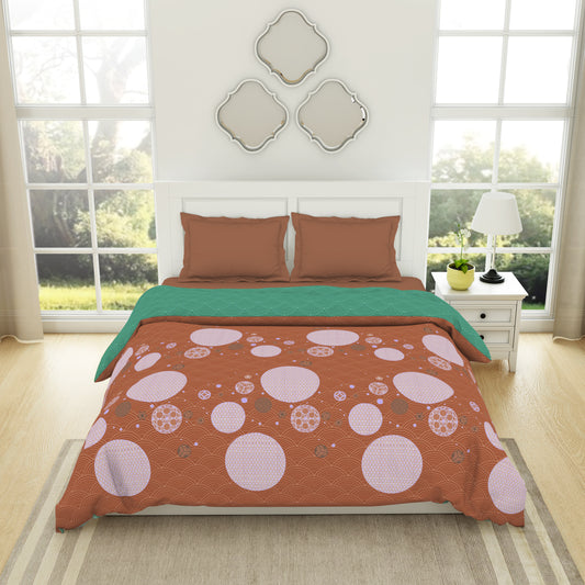 Geometric Brandied Melon - Dark Orange 100% Cotton Shell Double Quilt / AC Comforter - Patterna By Spaces