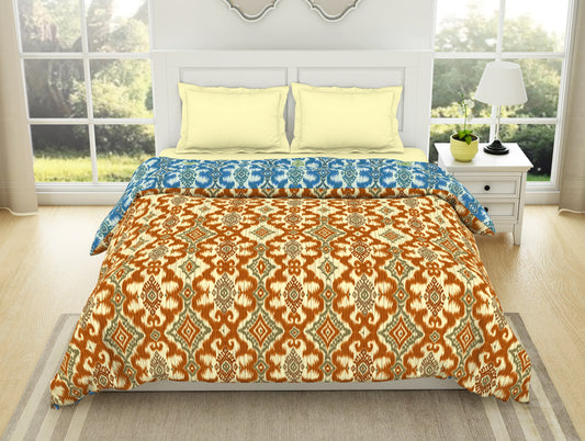 Geometric Citrus - Yellow 100% Cotton Shell Double Quilt / AC Comforter - Ikkat By Spaces