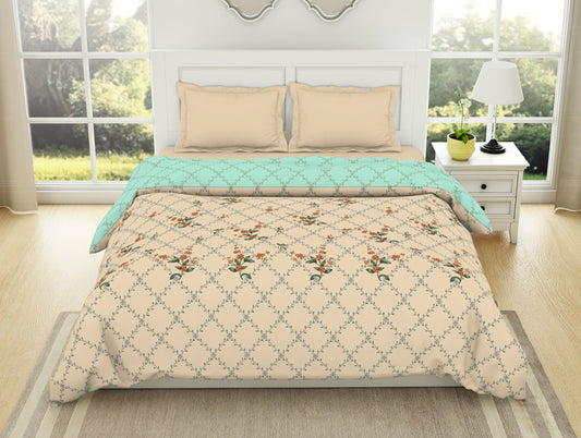 Floral Whisper White - Cream 100% Cotton Shell Double Quilt / AC Comforter - Lattice By Spaces