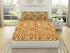 Geometric Citrus - Yellow 100% Cotton King Fitted Sheet - Ikkat By Spaces
