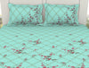 Floral Moonlight Jade - Light Aqua 100% Cotton King Fitted Sheet - Lattice By Spaces