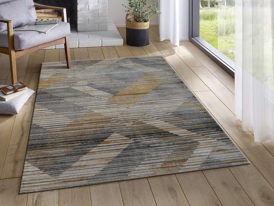 Dark Grey Multilayer Texture Polypropylene Woven Carpet - Nimbus By Spaces