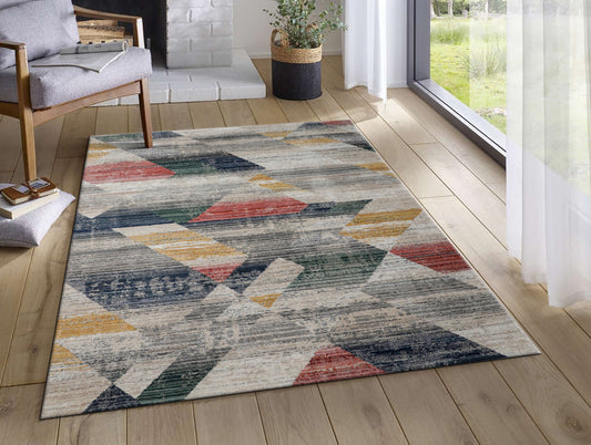 Dark Blue Multilayer Texture Polypropylene Woven Carpet - Nimbus By Spaces
