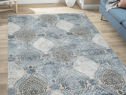 Light Blue Plush Feel Acrylic Woven Carpet - Grace By Spaces