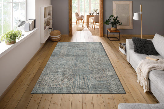 Dark Blue Hypoallergic Soft Polyester Woven Carpet - Nora By Spaces