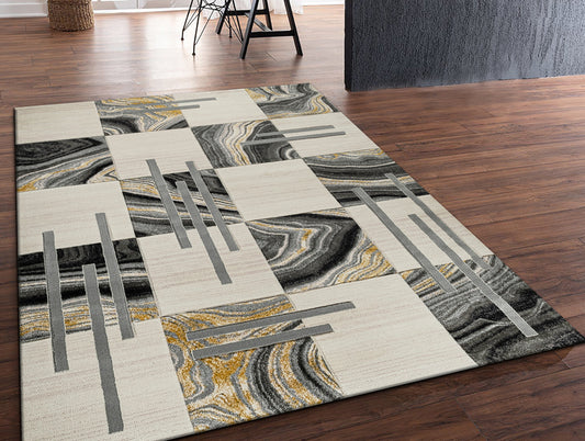 Grey Multilayer Texture Polypropylene Woven Carpet - Meraki By Spaces