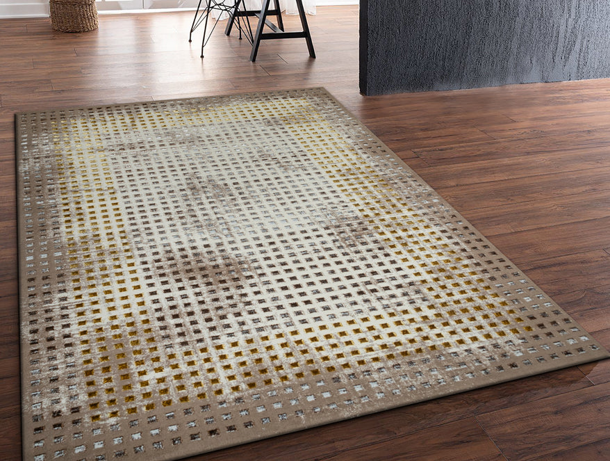 Gold Multilayer Texture Soft Polyester Woven Carpet - Nerissa By Spaces