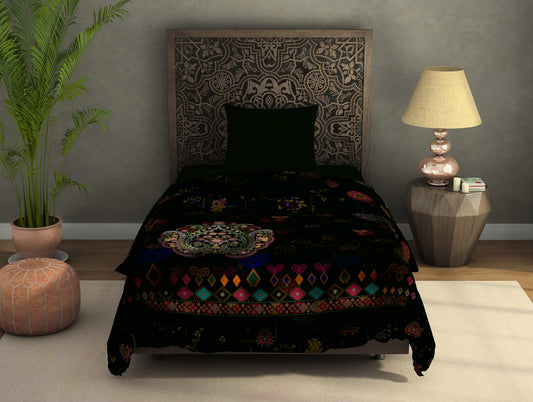 Floral Dark Brown Polyester Fleece Blanket - Banjara - Rangana By Spaces