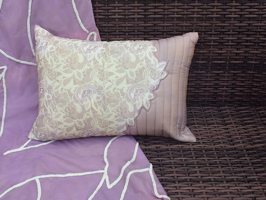 Floral Lilac-Light Violet 100% Cotton Cushion Covers - Château By Spaces