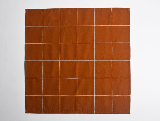 Handcrafted Brown/Off White 100% Cotton Napkins (Set of 4) - Rhythm By Spun