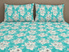 Floral Pool Blue - Blue Microfiber Double Bedsheet - Dazzle By Welspun