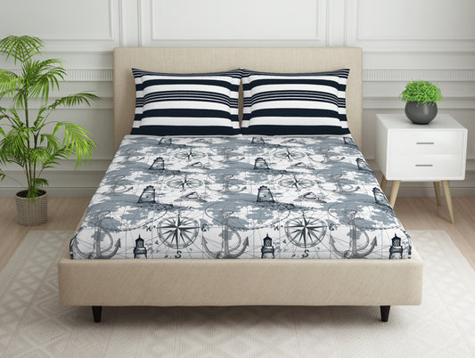 Essentials 100% Cotton Bedsheet - Nautique by Spaces