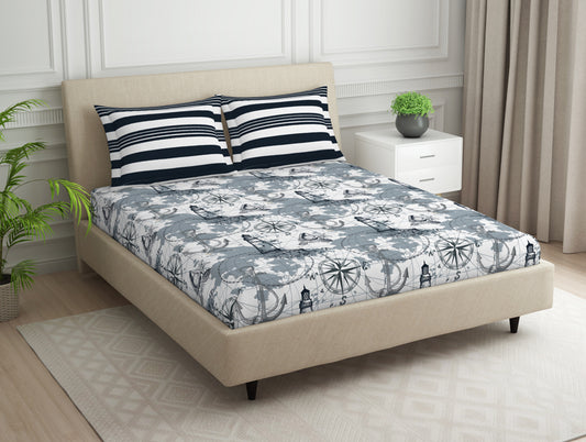 Essentials 100% Cotton Bedsheet - Nautique by Spaces