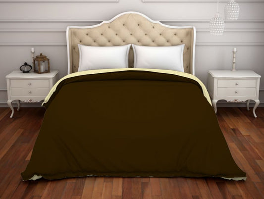 Solid Chocolate/Cream - Dark Brown 100% Cotton Shell Double Quilt - Hygro By Spaces