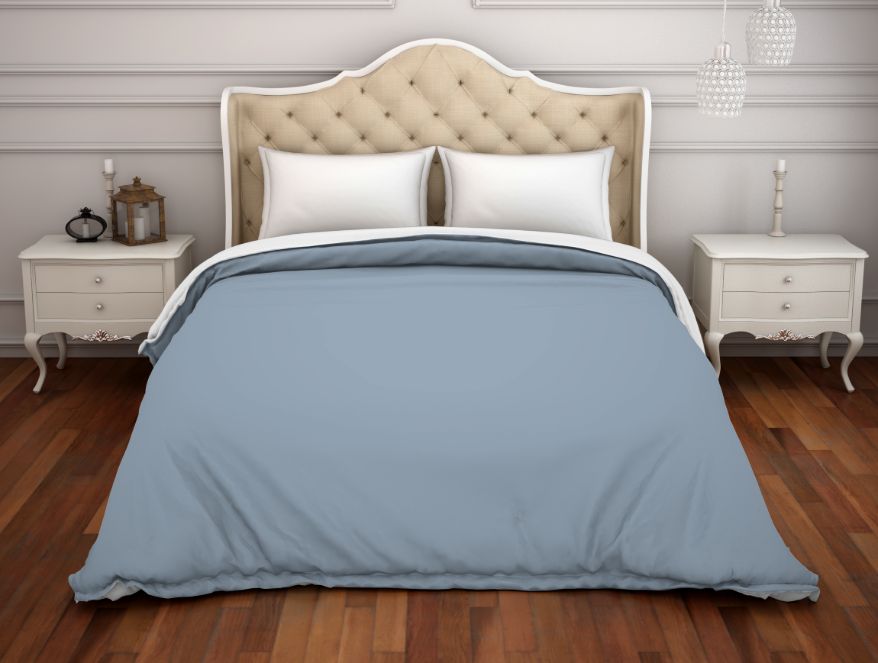 Solid Forever Blue/Wh - Light Blue 100% Cotton Shell Double Quilt - Hygro By Spaces