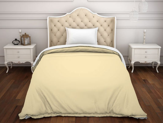 Solid Cream/White - Light Yellow 100% Cotton Shell Single Quilt - Hygro By Spaces