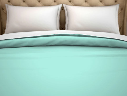 Solid Aqua Green - Light Green 100% Cotton Double Duvet Cover - Hygro By Spaces