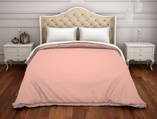 Solid Coral - Pink 100% Cotton Double Duvet Cover - Hygro By Spaces
