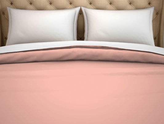 Solid Coral - Pink 100% Cotton Double Duvet Cover - Hygro By Spaces