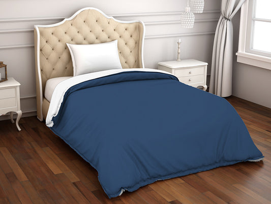 Solid Navy Blue 100% Cotton Single Duvet Cover - Hygro By Spaces