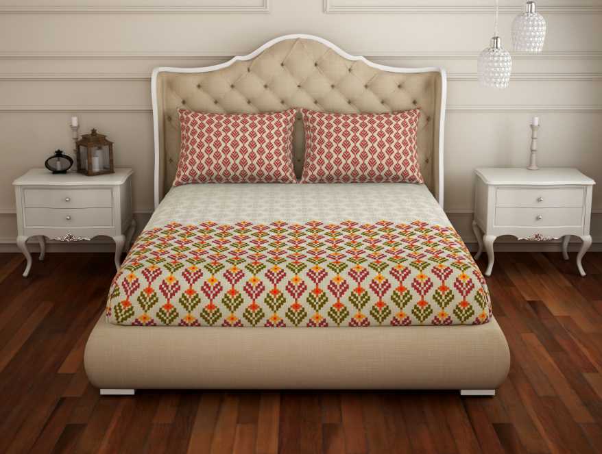 Floral Maroon 100% Cotton Double Bedsheet - Atrium Plus By Spaces