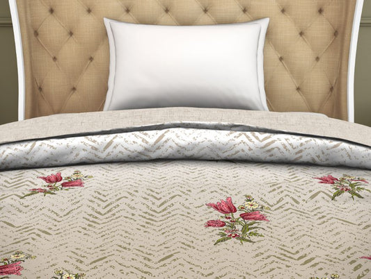 Floral Brown 100% Cotton Shell Single Quilt - Bonica By Spaces