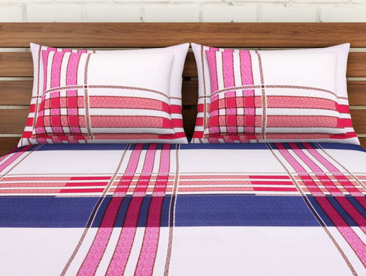 Geometric Blue Polyester Double Bedsheet - Unwinders By Welspun