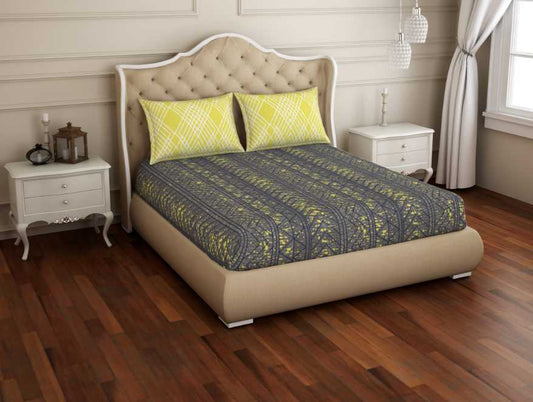 Geometric Yellow 100% Cotton Double Bedsheet - Atrium By Spaces