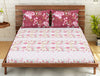 Floral Strawberry - Light Pink 100% Cotton Double Bedsheet - Atrium By Spaces