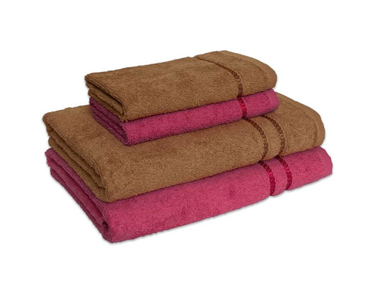 Coral/Tan 4 Piece 100% Cotton Towel Set - Seasons Best Qd By Core By Spaces