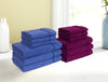 Magenta/Navy Bl 12 Piece 100% Cotton Towel Set - Seasons Best Qd By Core By Spaces