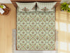 Ornate Olive Green - Dark Green 100% Cotton Double Bedsheet - Atrium Plus By Spaces