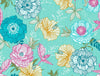 Floral Teal - Blue 100% Cotton Double Bedsheet - Atrium Plus By Spaces