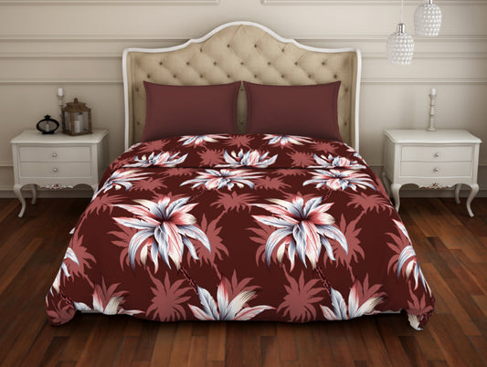 Floral Brown Polyester Double Quilt - Value Quilt By Welspun
