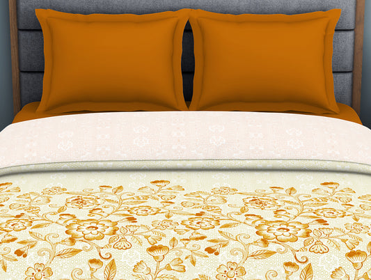 Floral Rust - Red 100% Cotton Double Quilt - Bonica By Spaces
