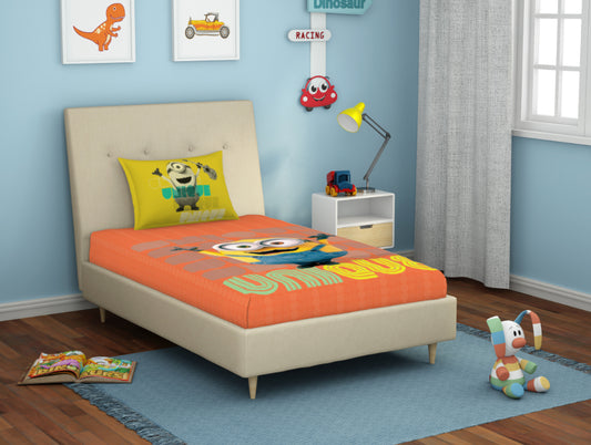 Universal Lebuddies Minions Orange 100% Cotton Single Bedsheet - By Spaces
