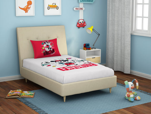 Disney Mickey Grey 100% Cotton Single Bedsheet - By Spaces