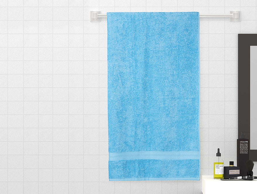 Light Blue 100% Cotton Large Towel - Colorfas By Spaces