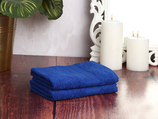 Cobalt Blue - Blue 2 Piece 100% Cotton Hand Towel Set - Day2Day By Spaces