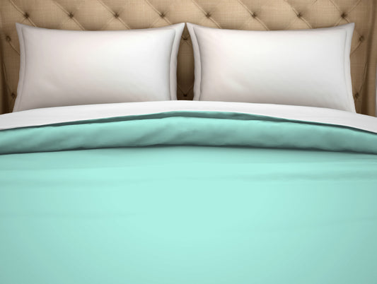Solid Aqua Green/Whit - Light Green 100% Cotton Shell Double Quilt / AC Comforter - Hygro By Spaces