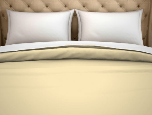 Solid Cream/White - Light Yellow 100% Cotton Shell Double Quilt / AC Comforter - Hygro By Spaces