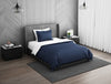 Solid Midnight Blue - Dark Blue 100% Cotton Single Duvet Cover - Hygro By Spaces