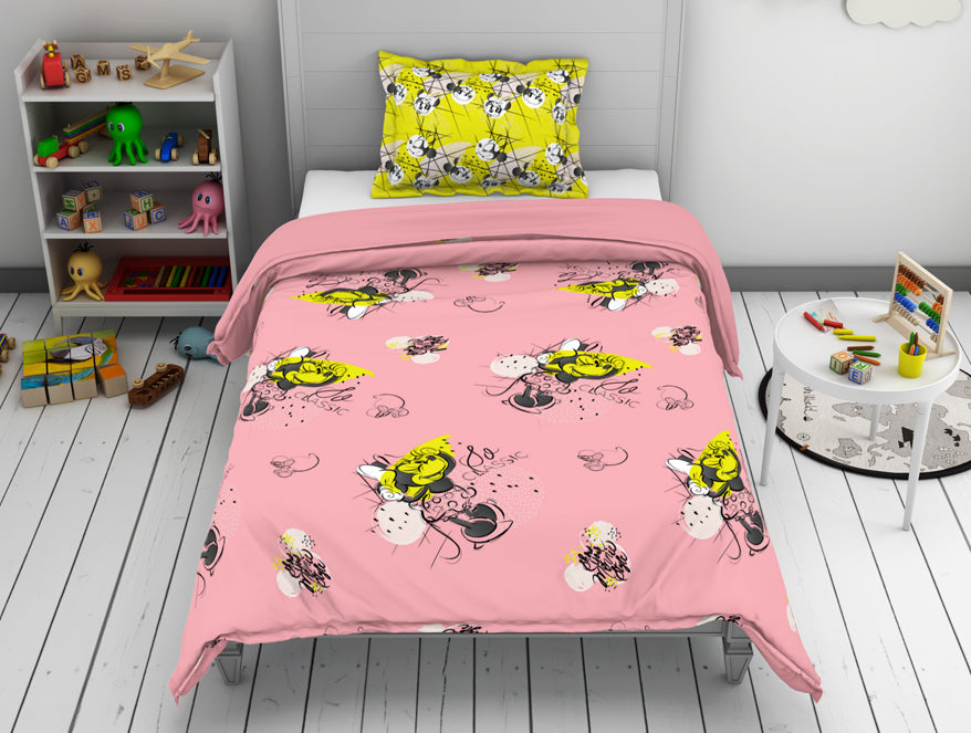Disney Minnie Pink 100% Cotton Single Bedsheet - By Spaces