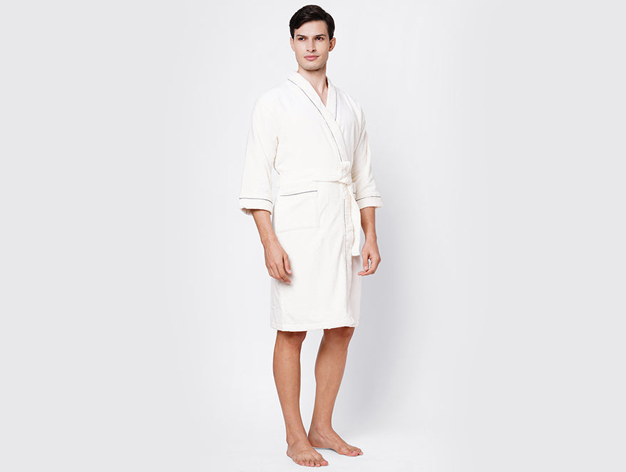 Laurence Tavernier Mistral Dressing Gown White: Large - PLAISIRS -  Wellbeing and Lifestyle Products & Gifts