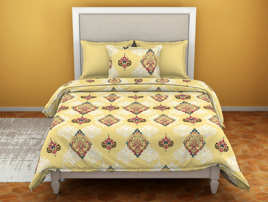 Ornate Beige 100% Cotton Single Bedsheet - Moments By Welspun