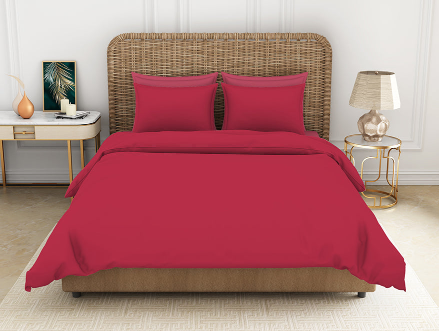 Solid Red 100% Cotton Large Bedsheet - Essentials Solid By Spaces