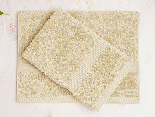 Frosted Almond - Beige 2 Piece 100% Cotton Hand Towel Set - Burhanpur By Spaces